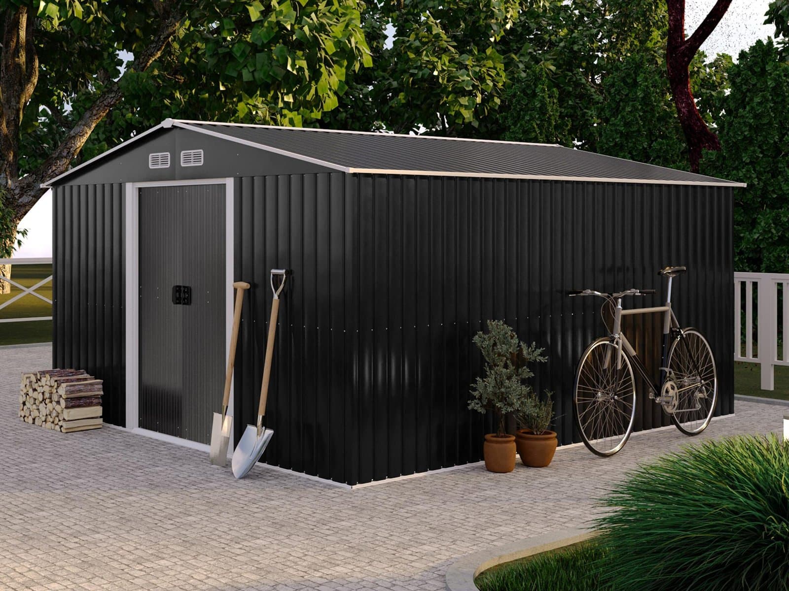 Abri de jardin en acier galvanisé gris 12,5 m² - Prix d'usines - Image 1