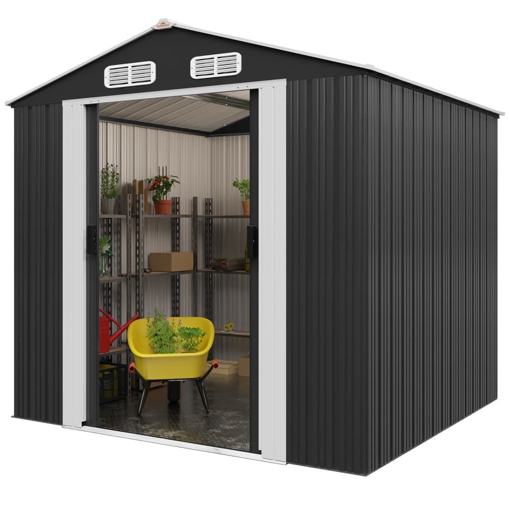 Abri de jardin en métal gris 257x205x177cm - illustration 3